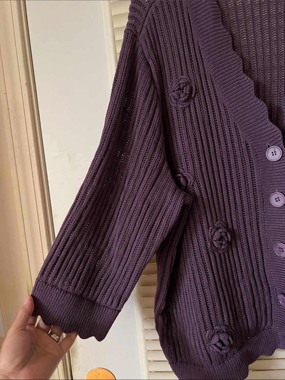 Indigo Thread Co. Purple Women's Button-Front Knit Cardigan Sweater - Picture 2 of 9